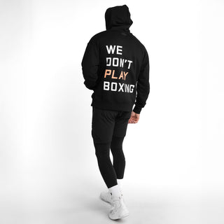 Felpa Boxraw We Don't Play Boxing oversize con cappuccio Nero-Combat Arena