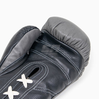 Gants de boxe Di Nardo avec lacets 16 Oz Gris-noir