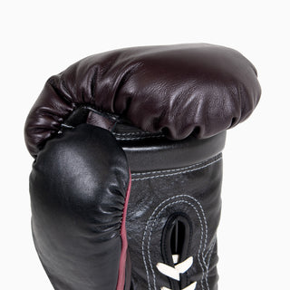 Bokshandschoenen Di Nardo met veters Bourgondisch Zwart