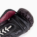 Bokshandschoenen Di Nardo met veters Bourgondisch Zwart