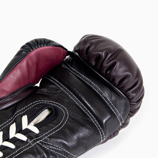 Bokshandschoenen Di Nardo met veters Bourgondisch Zwart