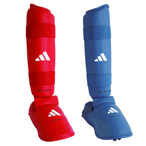 Protège-tibias et Protège-pieds Adidas Rouge et Bleu Homologués WKF