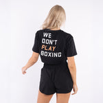 T-shirt donna Boxraw We Don't Play Boxing Crop Nero-Combat Arena