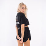 T-shirt donna Boxraw We Don't Play Boxing Crop Nero-Combat Arena