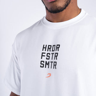 T-shirt Boxraw HRDR FSTR SMTR Oversize Blanc