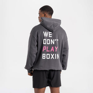 Felpa Boxraw We Don't Play Boxing oversize con cappuccio Grigio-rosa-Combat Arena
