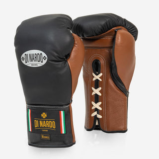 Bokshandschoenen Di Nardo met Veters 18 Oz Zwart-bruin-Combat Arena