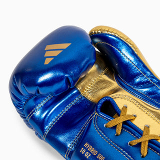 Bokshandschoenen Adidas Hybrid 500 Pro met Veters Blauw-goud 