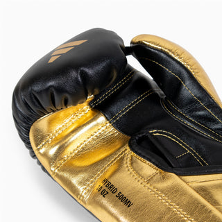 Bokshandschoenen Adidas Hybrid 500 Voor tegen Klittenband Zwart-goud 