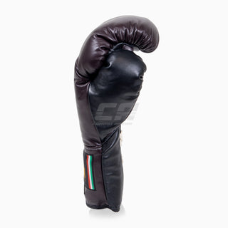 Gants de boxe Di Nardo avec lacets Bourgogne-Noir 14 oz 