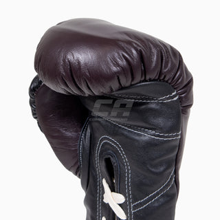 Gants de boxe Di Nardo avec lacets Bourgogne-Noir 14 oz 