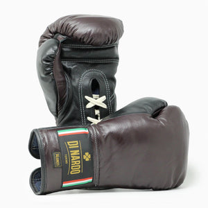 Bokshandschoenen Di Nardo met bordeaux-zwarte veters 14 oz