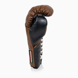 Gants de boxe Di Nardo avec lacets Marron Noir 10 Oz 