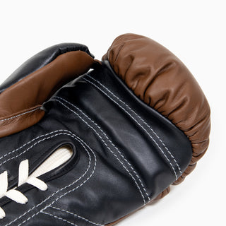 Gants de boxe Di Nardo avec lacets Marron Noir 10 Oz 