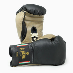 Bokshandschoenen Di Nardo met zwart-beige veters 12 oz