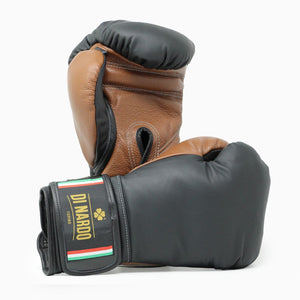 Bokshandschoenen Di Nardo met klittenband Zwartbruin 16 oz