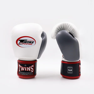 Thaibokshandschoenen Twins Special BGVL4 Zwart-wit-grijs