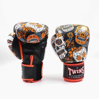 Thaibokshandschoenen Twins Special FBGVL 3 Skull Oranje 