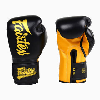 Gants de Muay Thai Fairtex Super Sparring BGV18 Noir-or 