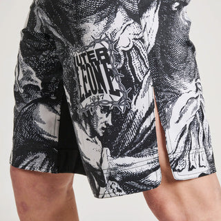 Shorts de MMA Leone IUTER Barbed Wire AB04IU Noir-Combat Arena