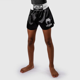 Pantaloncini bambino kick-thai Venum Classic Nero-bianco-Combat Arena