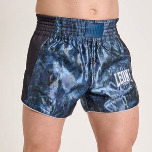 Pantaloncini kick-thai Leone Urban Fighter AB998 Blu-verde camo-Combat Arena