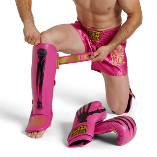 Protège-tibias Leone Iuter PT01IU avec pare-pieds Fuchsia 