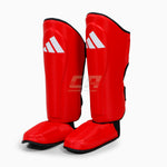 Protège-tibias avec parapet Adidas Pro Kickboxing WAKO Rouge-blanc 