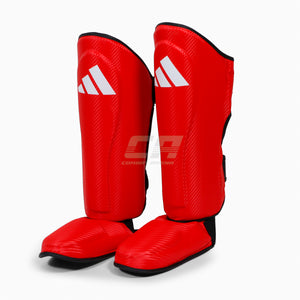Protège-tibias avec parapet Adidas Pro Kickboxing WAKO Rouge-blanc 