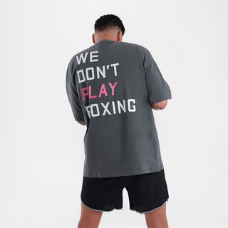 T-shirt Boxraw We Don't Play Boxing Oversize Grigio-rosa-Combat Arena